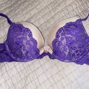 Victoria’s Secret Cream & Purple Lace Dream Angels Push Up Bra